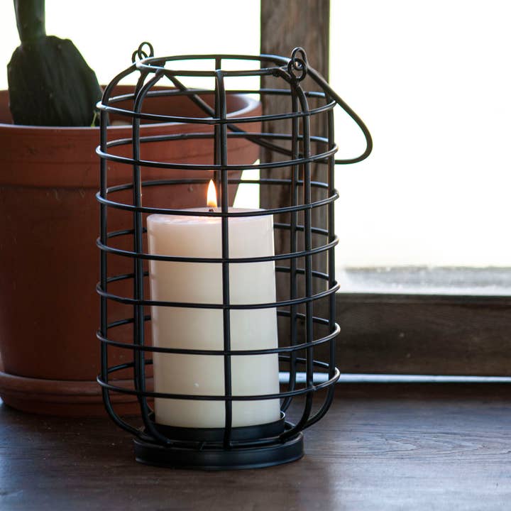 SALE - Auden Black Wire Pillar Candle Holder with Handle for wholesale by Foreside Home & Garden