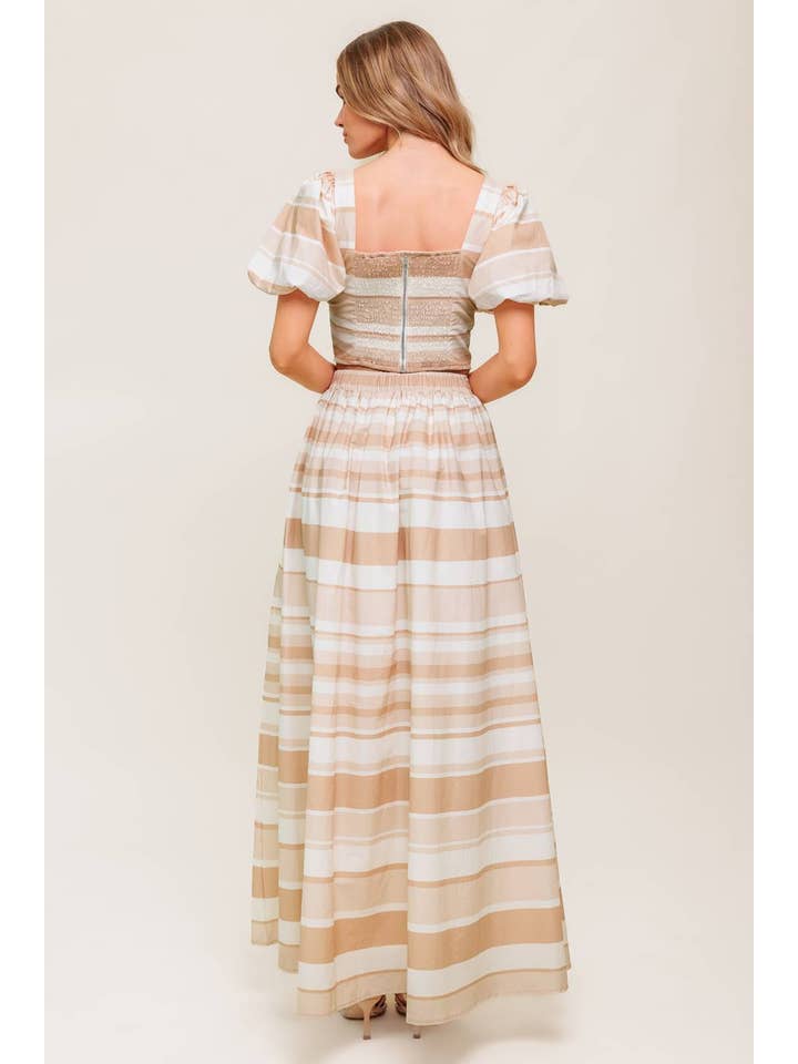 IVORY TAUPE A printed woven top and skirt set - IT13649-SET for wholesale on Faire