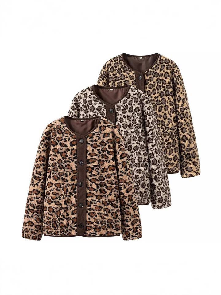 Vintage Leopard Print Loose Thin Cardigan Jacket for wholesale by Rosa Clothing