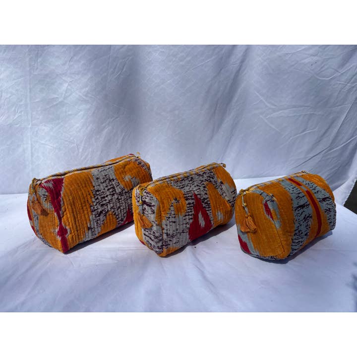 Tibet Handicrafts LLC - Wholesale Travel Set - Orange Vibes Velvet 3 Piece Travel Set4