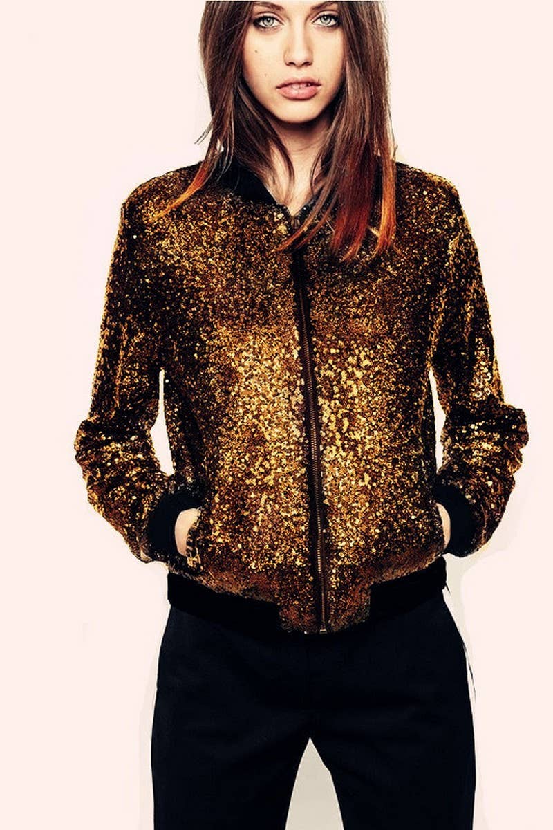 NINEXIS - Wholesale Coat - Women's - CWOCO1128_SEQUINED LONG SLEEVE ZIP-UP BASEBALL JACKET8