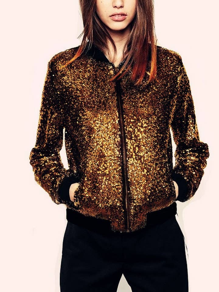 NINEXIS - Wholesale Coat - Women's - CWOCO1128_SEQUINED LONG SLEEVE ZIP-UP BASEBALL JACKET8
