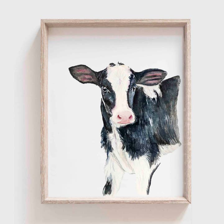 Calf Nursery Watercolor Art Print for wholesale by Grace Langdon Art