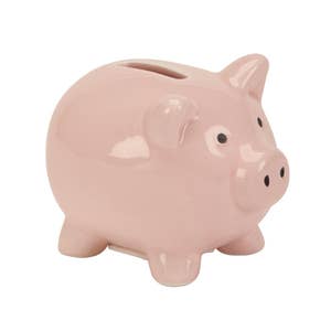 Pearhead Ceramic Piggy Bank - Gray with White Polka Dots