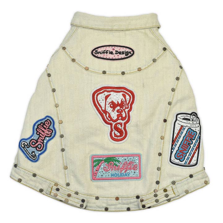 Denim Jacket with Badges for wholesale by Sniffie