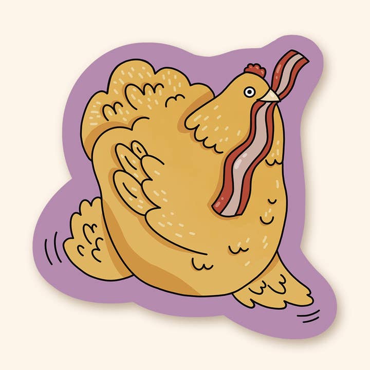 Autocollant en vinyle - Poule Bacon pour la vente par Fermette et gribouillis
