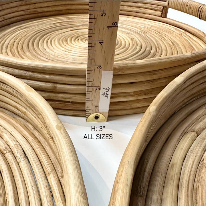 India Handicrafts Inc – Großhandel Deko-Tablett – Handgewebte Tabletts aus Rattan, 3er-Set5