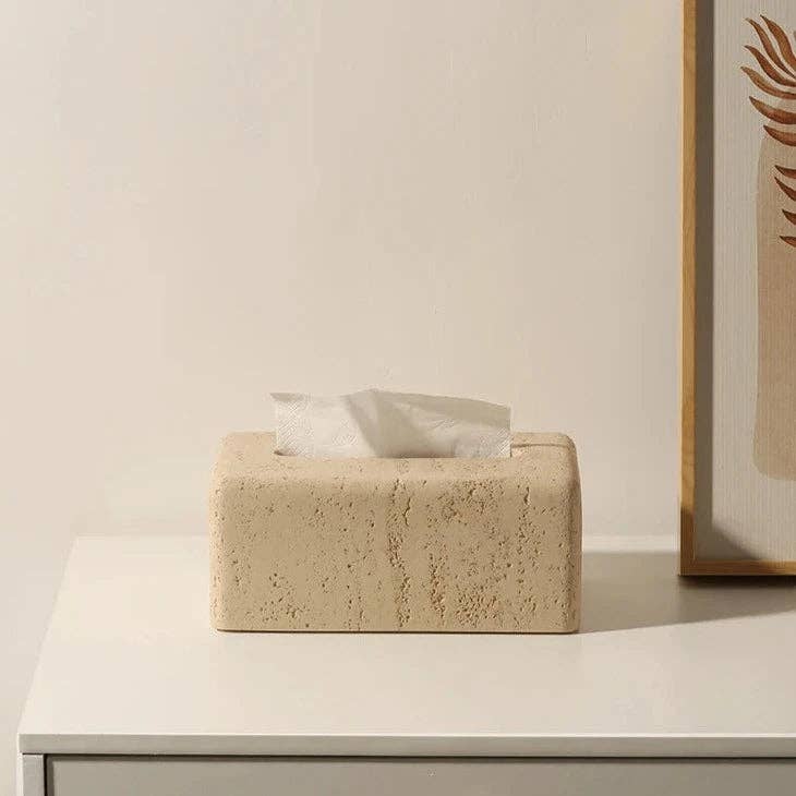 BRECK + FOX - Wholesale Tissue Box - Faux Travertine Tissue Holder4
