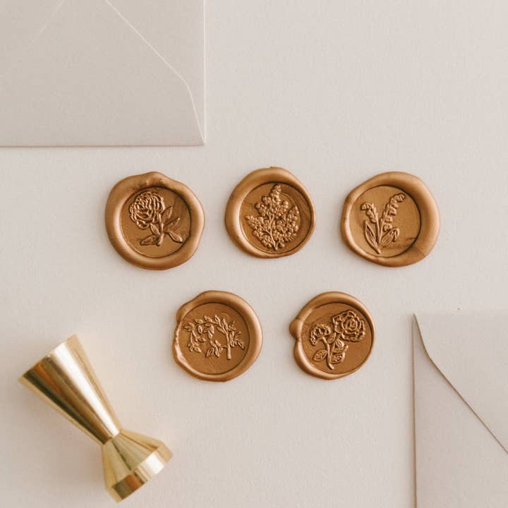 Written Word Calligraphy - Wholesale Rubber/decorative stamp - Heirloom Peony Wax Seal3