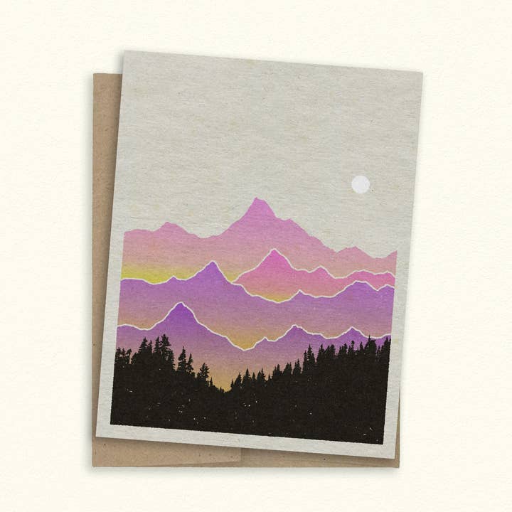 Pastel Mountains Greeting Card for wholesale by SheeleyCo