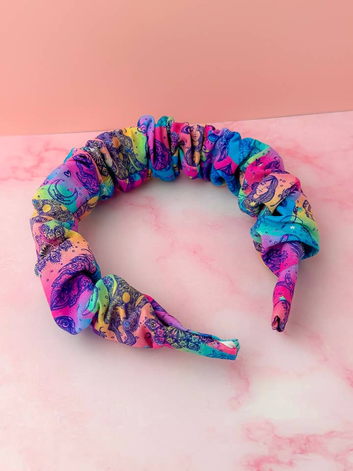 Chakra - Spiritual Zen print Scrunchie Headband for wholesale by ThatsSewLauraUk