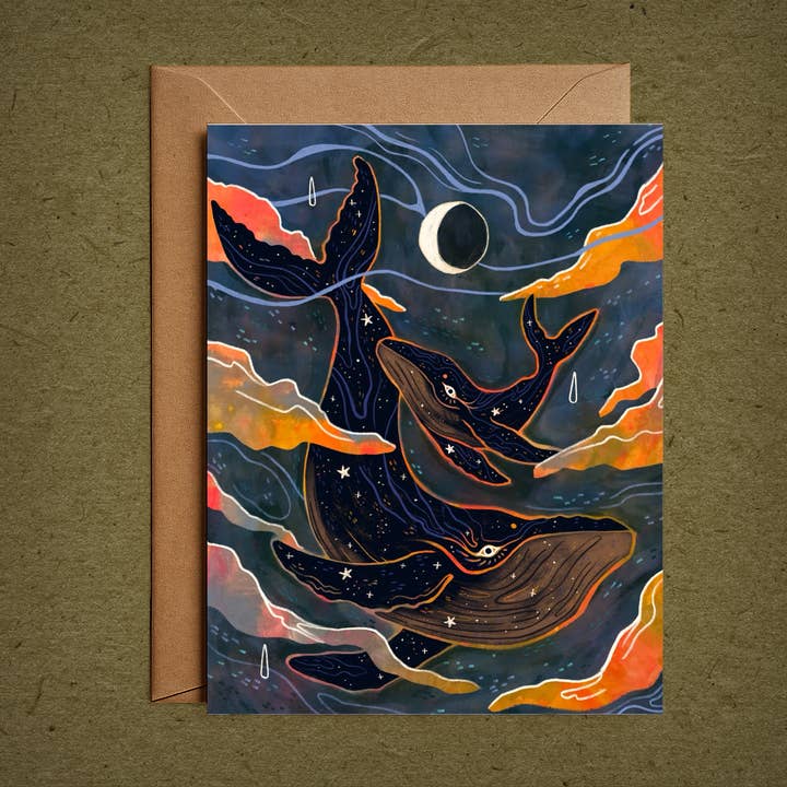 Whale Song – Blank Greeting Card Nature Illustration for wholesale by Pine Bones