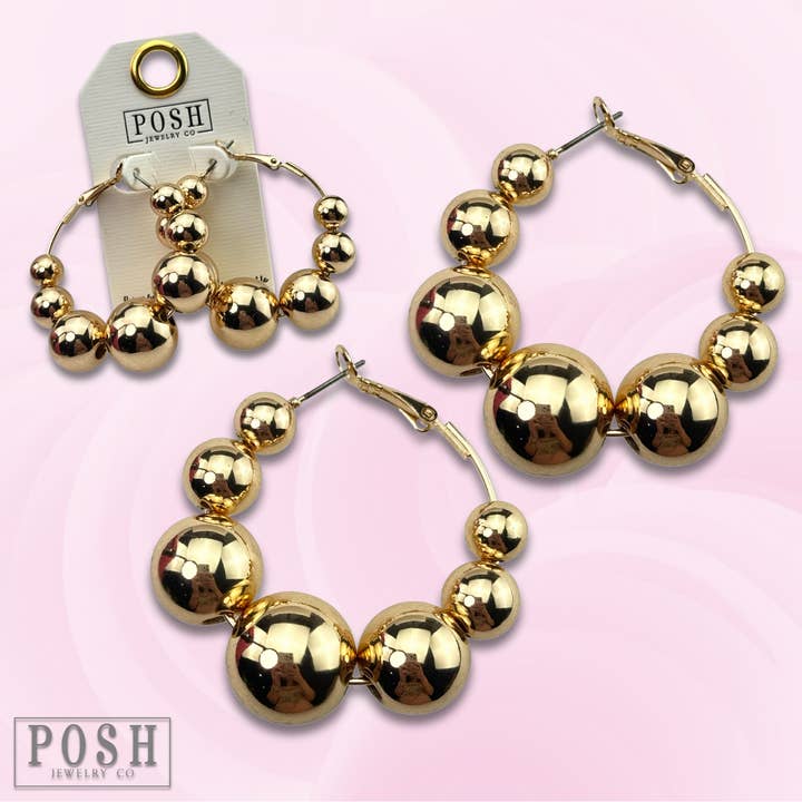 Large bead hoop earring for wholesale by Pink Panache Brands
