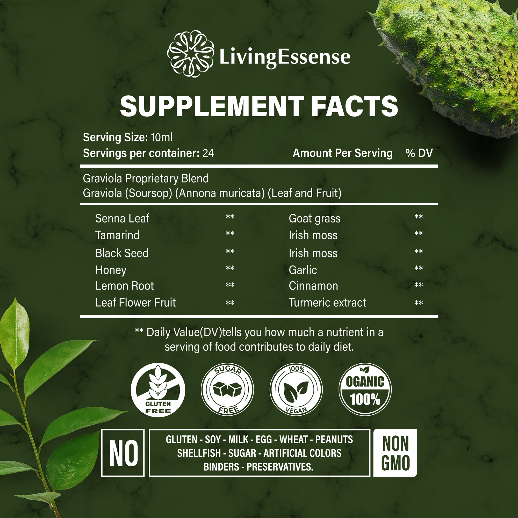 Naomi's Happy Place Shop - Vente Supplément oral/vitamine - Liquide Amer au Corossol avec Feuilles de Corossol pour la Santé Intestinale et le Renforcement Immunitaire1