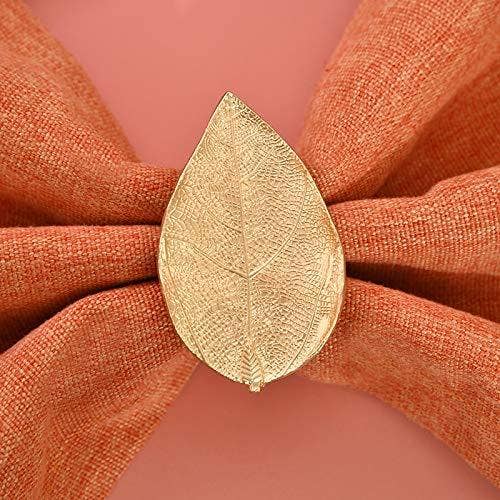 Gold Napkin Rings Leaf design Set of 4 for wholesale on Faire2