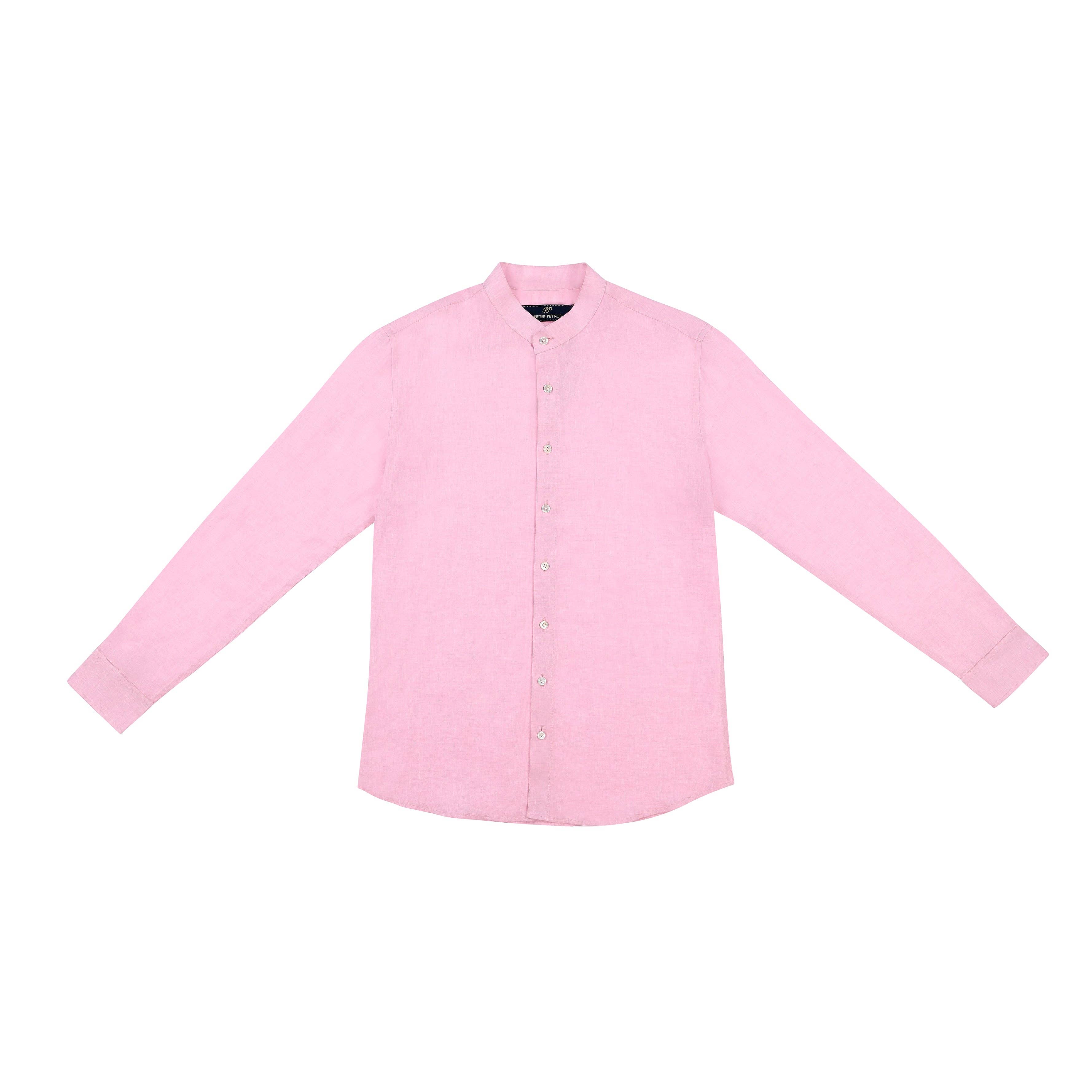PIETER PETROS - Wholesale Button Down Shirt - Men's - Male Linen Shirt - Pink3