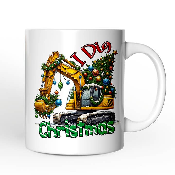 I Dig Christmas Excavator Gift Mug for wholesale by OrnamentallyYou