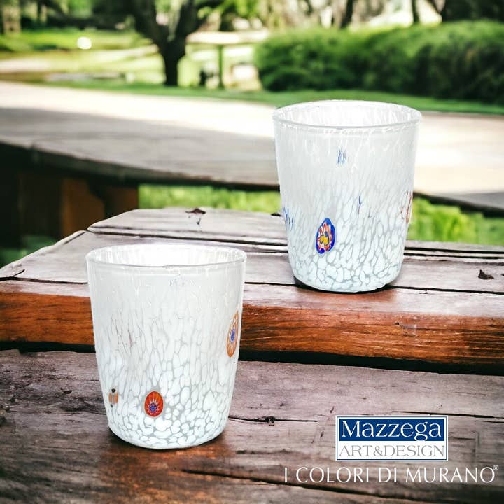 Mazzega Art & Design - Wholesale Drinking Glass/Cup - Handmade Blown Glass Goto Tumbler Glasses with Murrine Murano - The Colors of Murano - “Tumbler 350 ml. 5