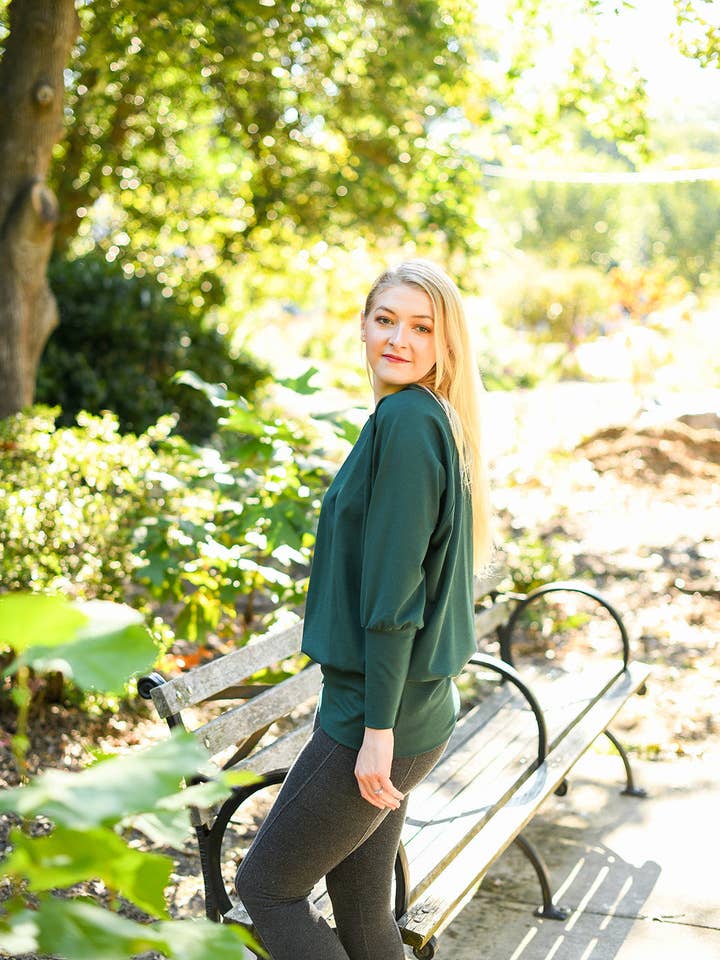 Knieriem Designs - Wholesale Knit Top - Women's - Rayon Crew Neck Ponte Top with Raglan Long Sleeves10