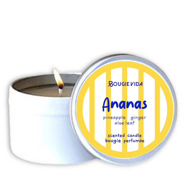 Ananas 6 oz Soy Travel Candle for wholesale by Bougie Vida