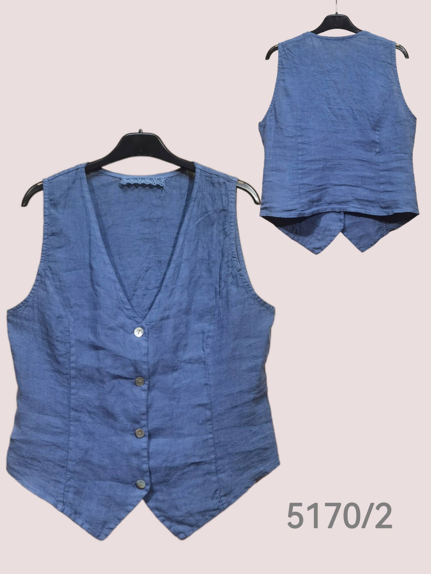 LÉA & LUC - Wholesale Button Down Shirt - Women's - Sleeveless shirt in 100% Linen REF. 514673