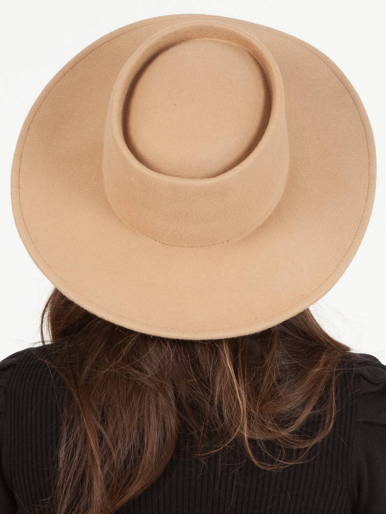 Lucca Couture - Vente Canotier – femme - Bonnet gaucho à bord plat en 100 % laine beige2