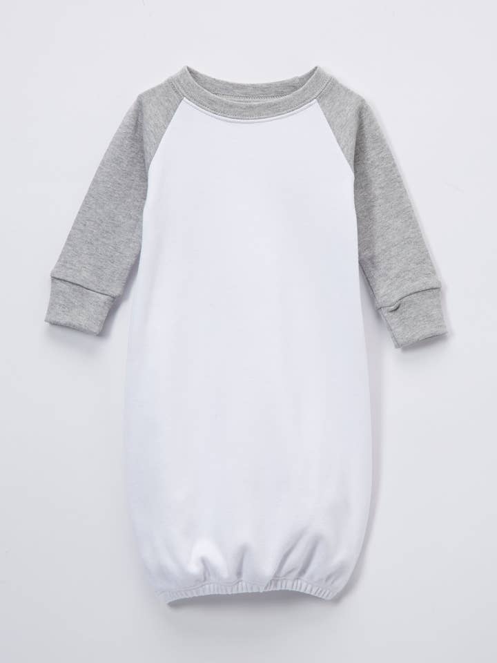 Raglan Gowns for Baby Pink, Blue or Gray for DTG, Embroidery Blanks for wholesale by Initial Request