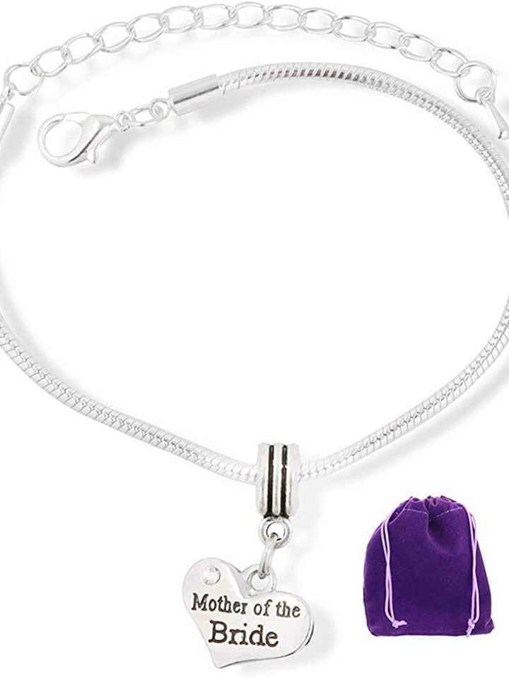 Mother of the Bride Snake Chain Charm Bracelet for wholesale by Dave The Bunny