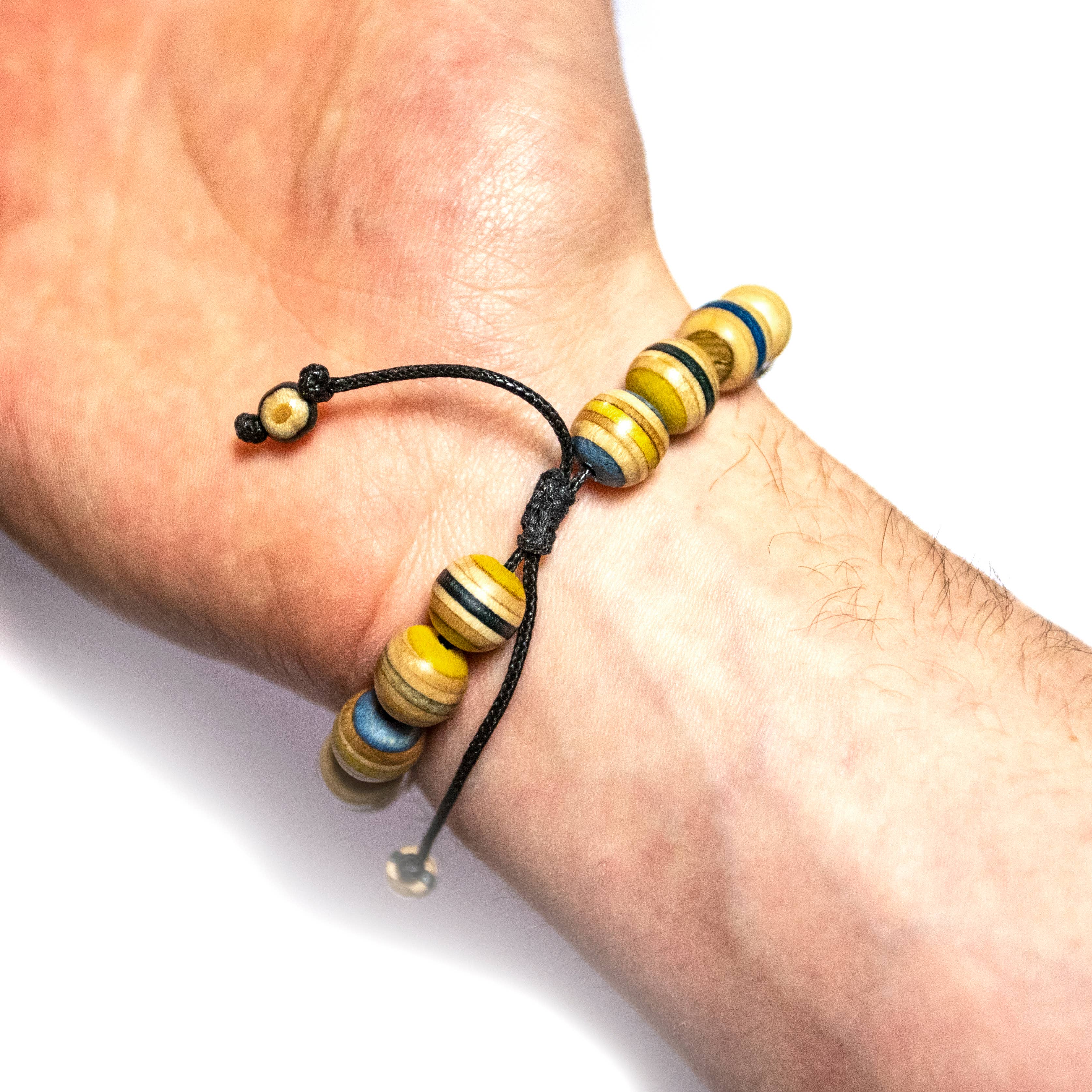 Skate4create – wholesale Pärlarmband – Gult trä återvunna skateboards trä armband - 10mm5