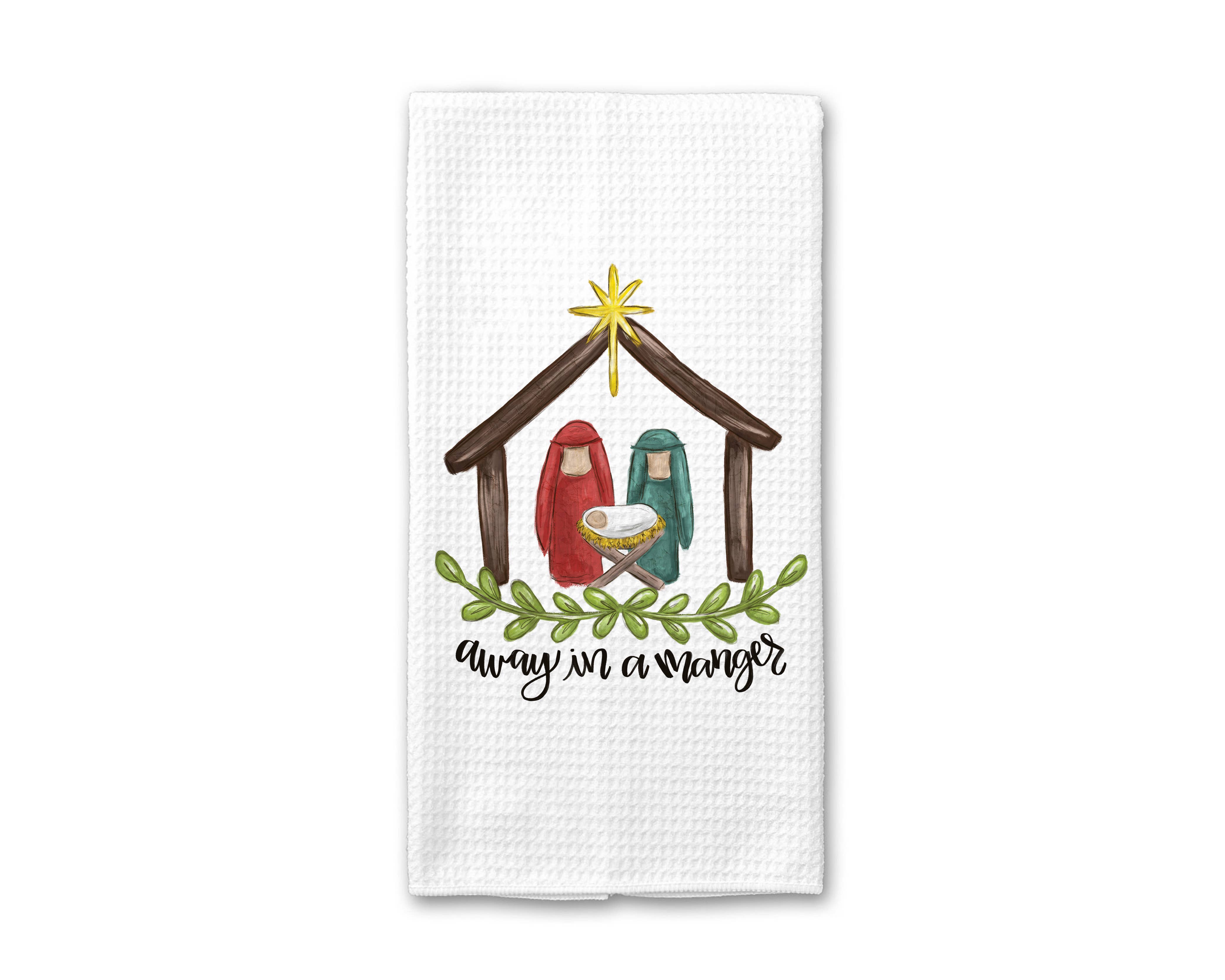 Canary Road - Wholesale Tea Towel - Away In Manger Kitchen Towel, Religious Christmas Decor1