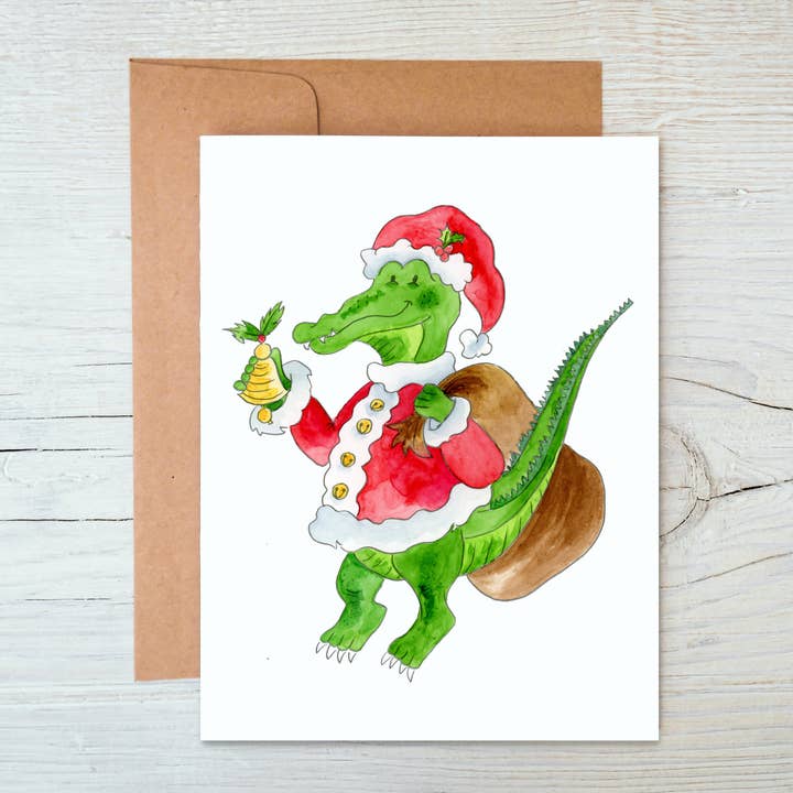 Alligator Santa Note Card for wholesale by Magnolia Creative Co.