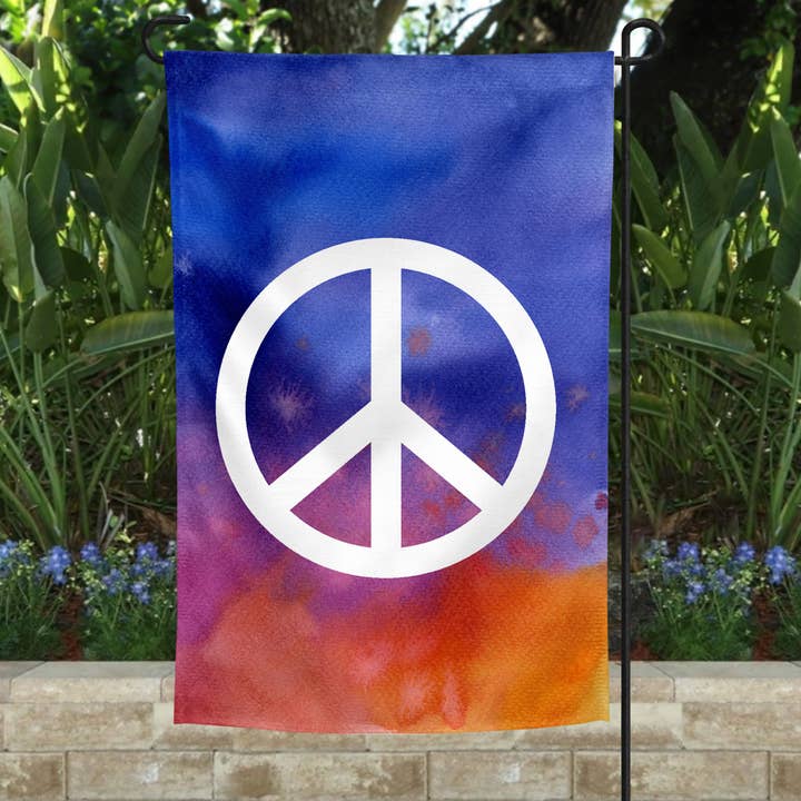 Garden Flag - Watercolor Peace Sign for wholesale by The Spotted Zebras