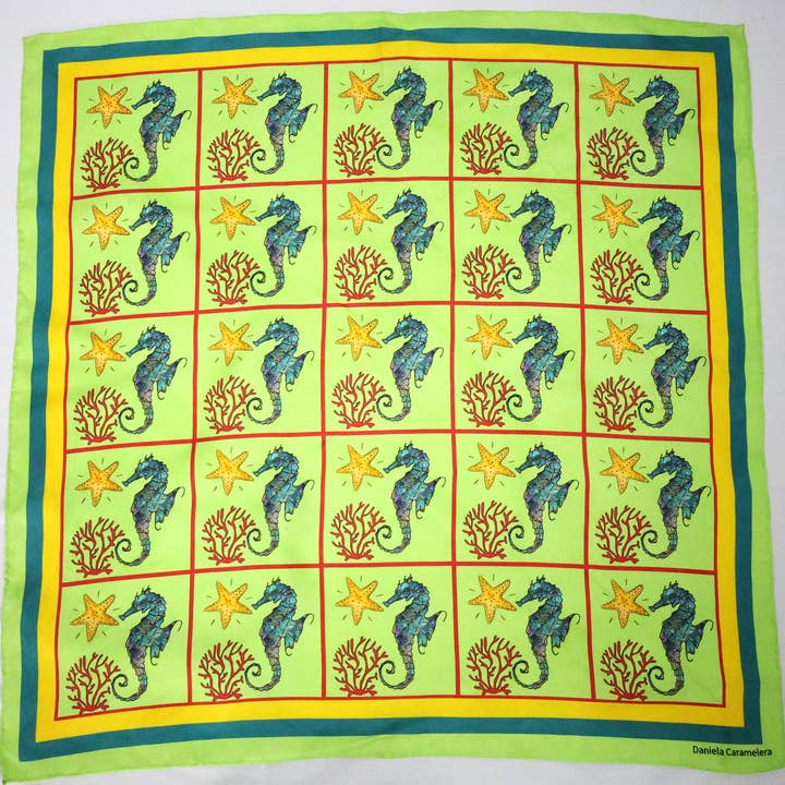 Mint Blue Seahorse Scarf for wholesale by Dasein Design