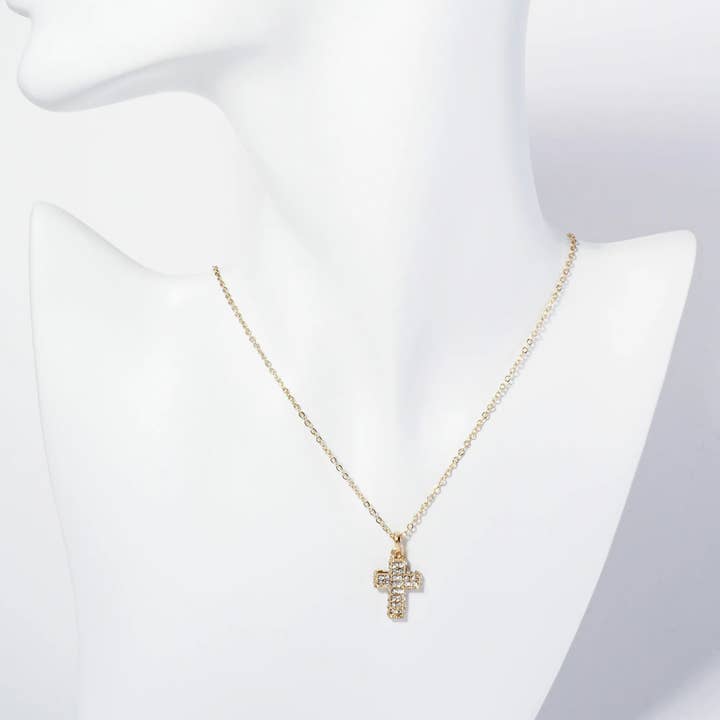 Wild Honey - Wholesale Pendant/Charm Necklace - Crystal Pave Cross Pendant Necklace1