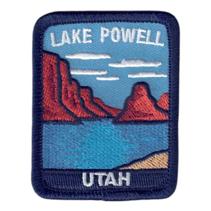 Lake Powell Utah Souvenir Geborduurd Opstrijkembleem Donkerblauwe Rand - 10618 voor wholesale door Happy Wood Products