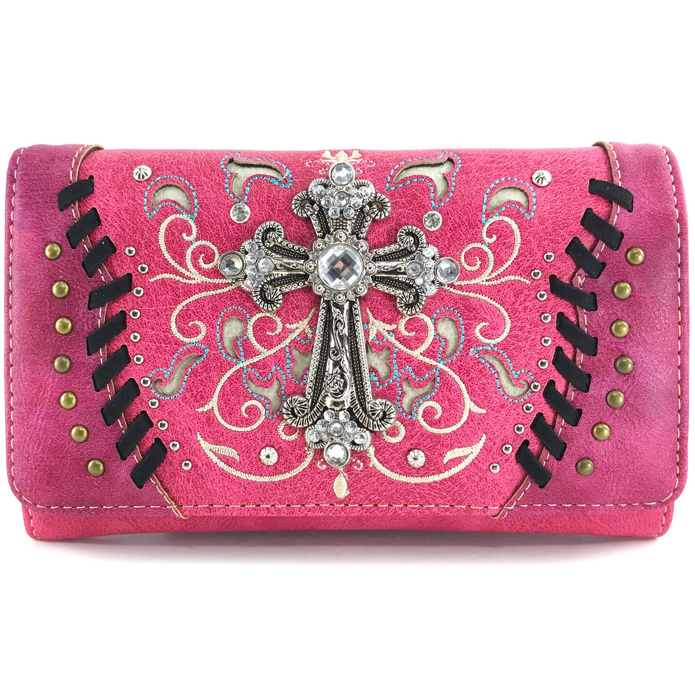 Lunar Deer - Wholesale Wallet - Women's - Floral Embroidery Cross Women's Wallet Clutch3