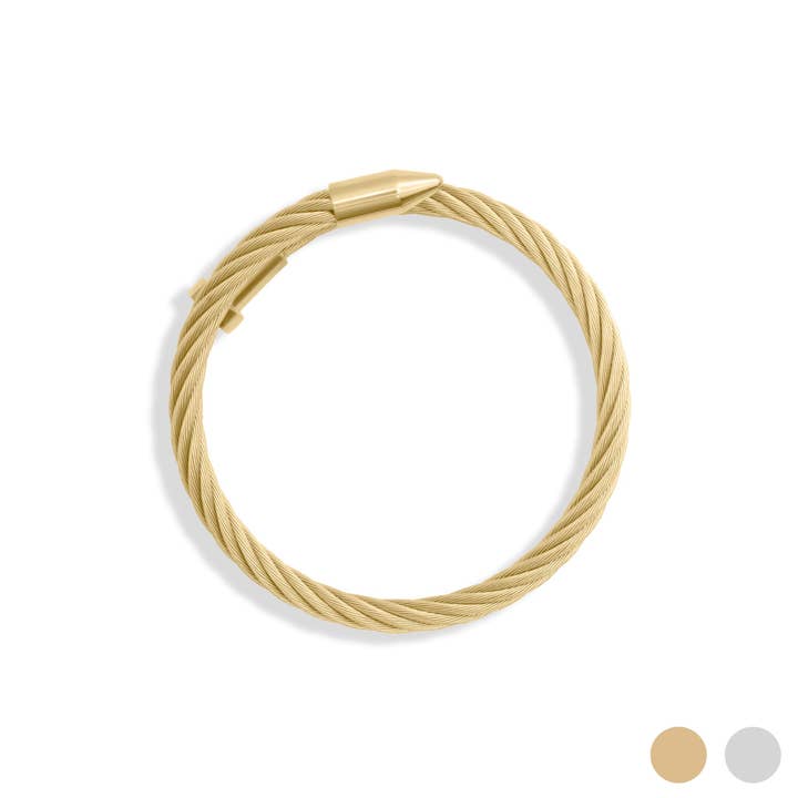 18K Gold PVD Stainless Steel Mens Nail Bracelet for wholesale by WJW