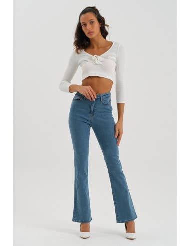 Mani Textile - Wholesale Jeans - Women's - ELITA Flared Jeans - Blue0
