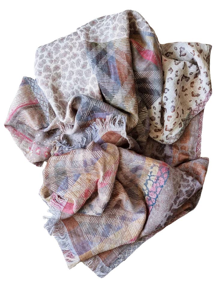 ANIMAL CHECK WOOL MIX SCARF for wholesale by Salisa Scarves