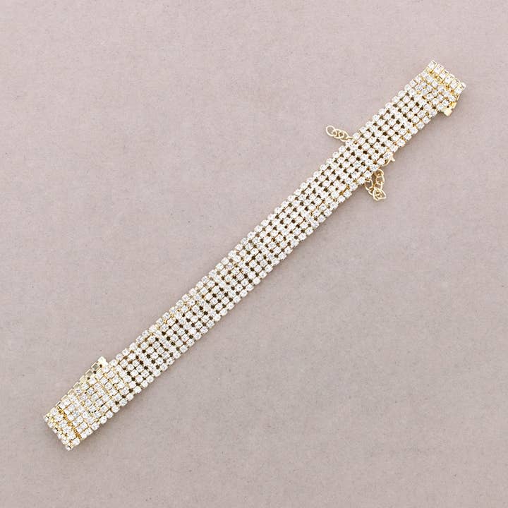 Choker 6 Rækker Metal Krystaller for engroshandel hos Sonata