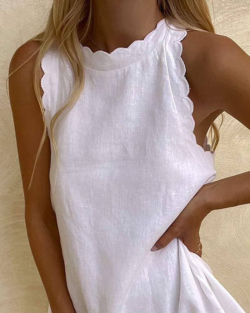 Fashion Combination - Wholesale Blouse - Women's - new scallop trim sleeveless casual dress1
