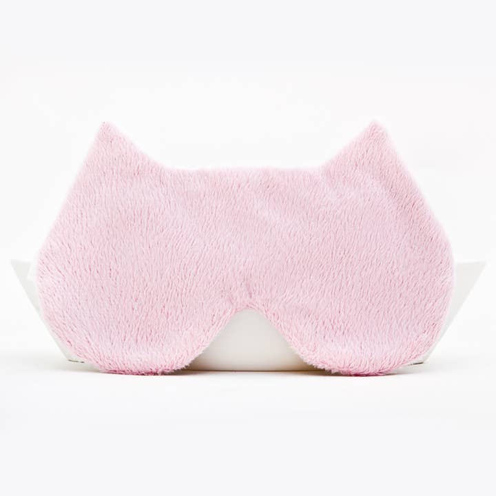 Mascarilla para dormir de gato de felpa rosa, máscara de ojos esponjosa para venta al por mayor de wishMeow