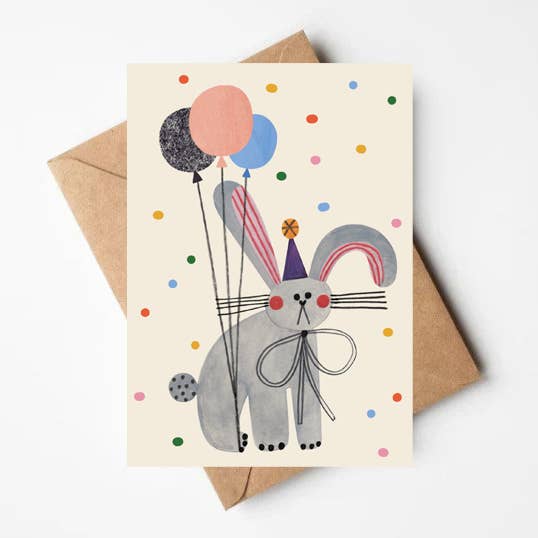 PARTY BUNNY card for wholesale by Daria Solak Illustrations