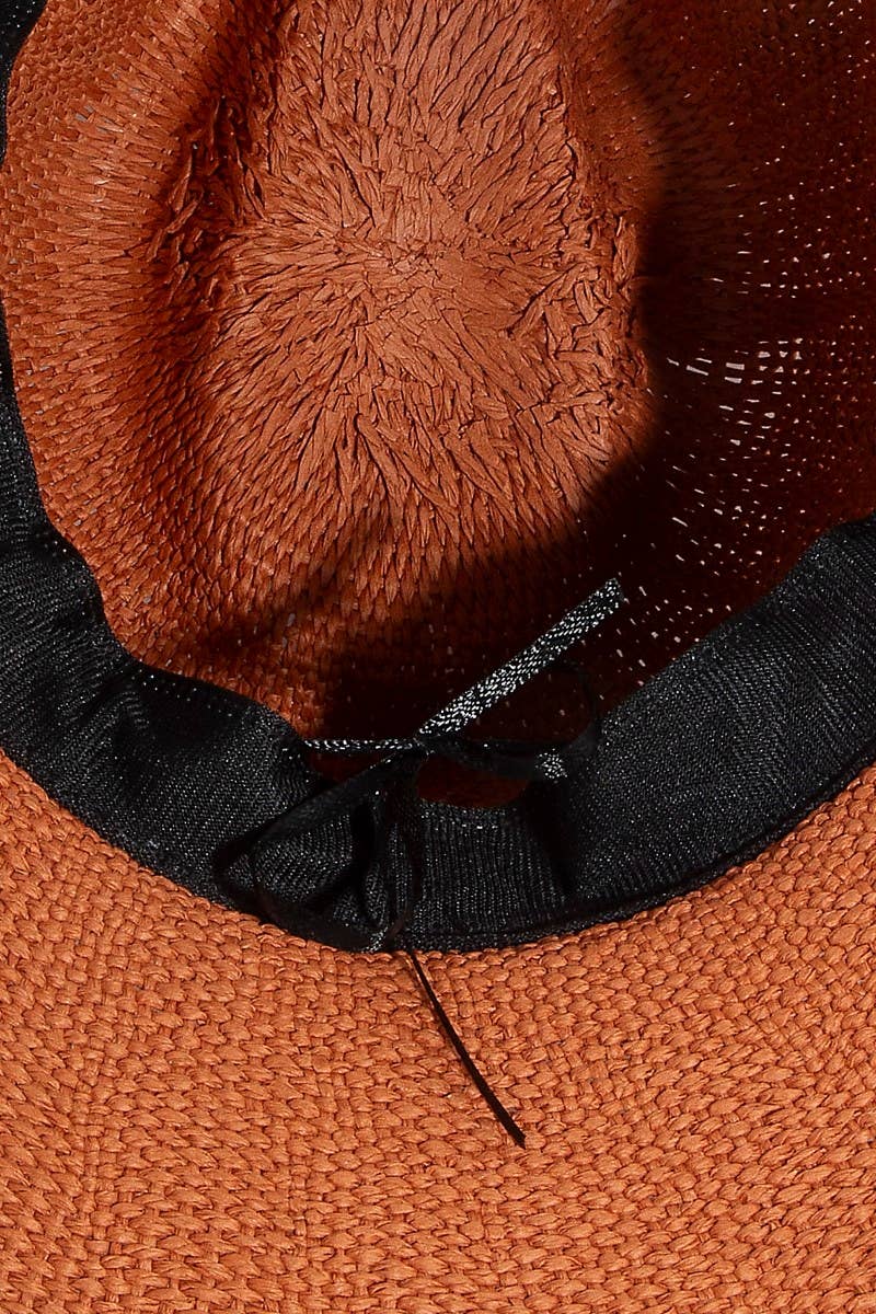 Collections by Fame Accessories - Vente Chapeau de paille – femme - Chapeau en paille style Panama6