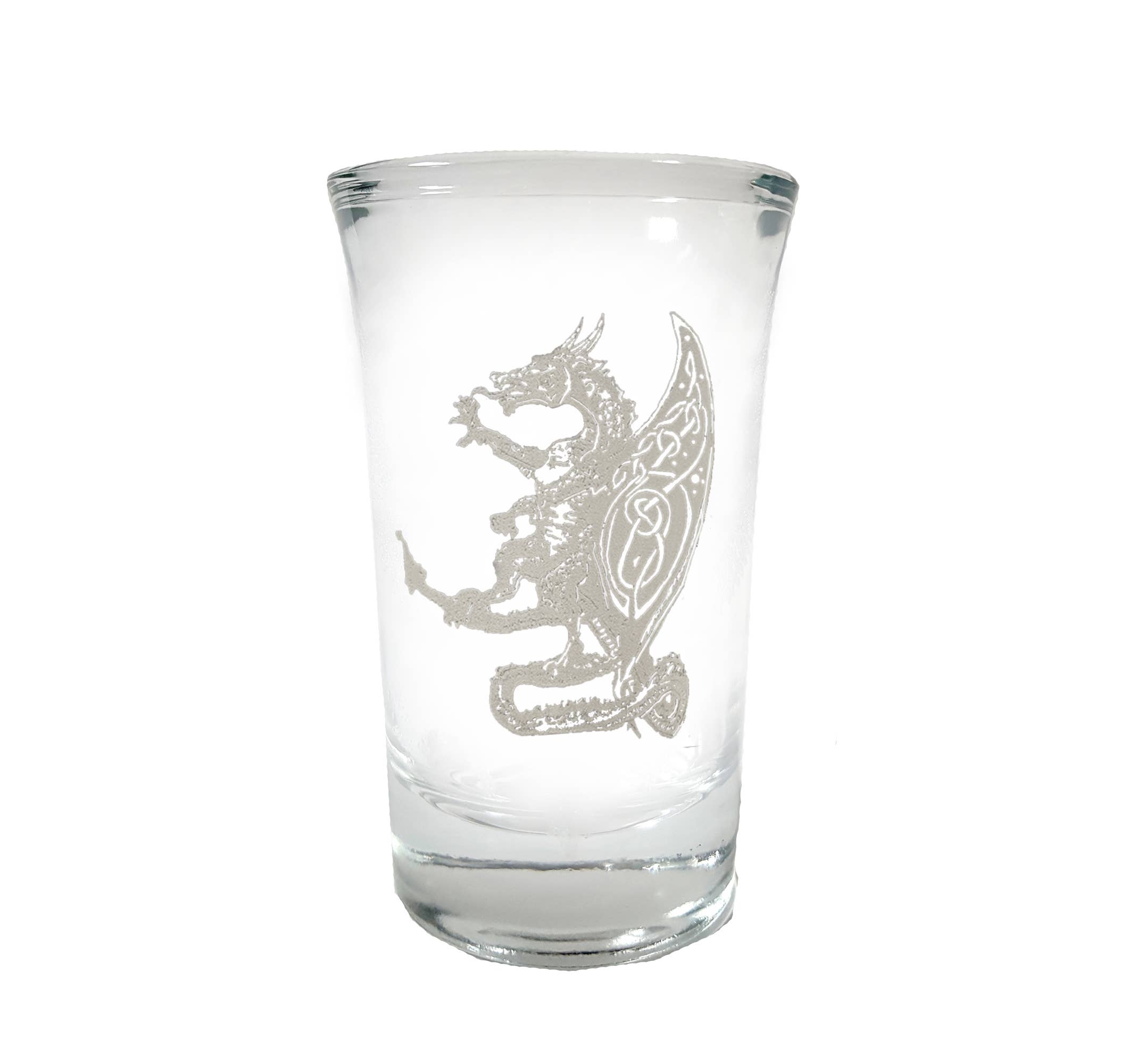 Lyoncraft - Wholesale Shot Glass - Celtic Dragon Engraved Shot Glass, 1.5 oz Fantasy Design