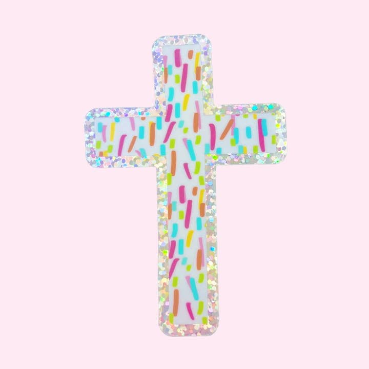 Sticker - Confetti Cross Glitter for wholesale by All She Wrote Notes