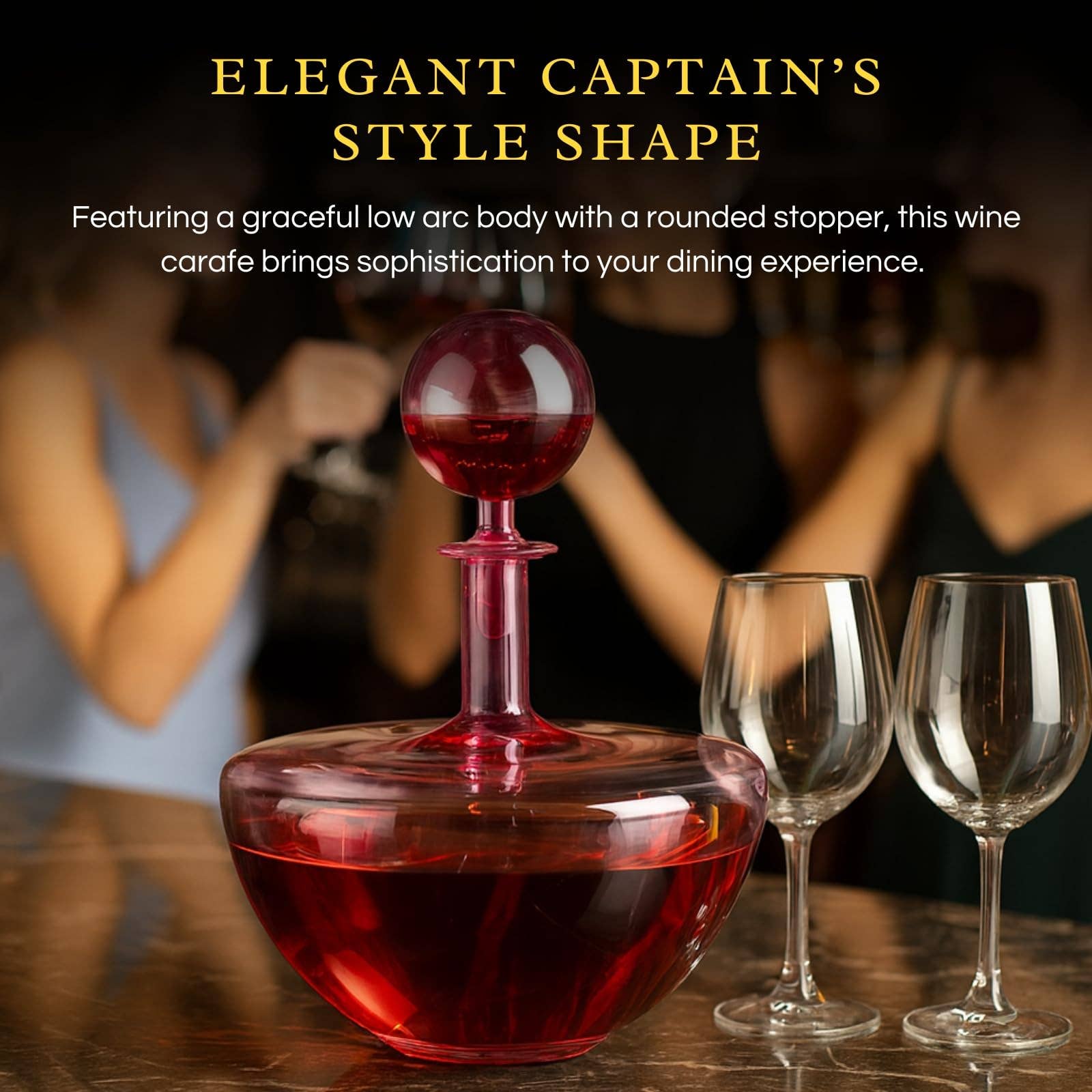 The Wine Savant /  Khen Glassware – Decantador por atacado – Decantador de Vinho de Vidro de Arco Baixo Rosa Blush Soprada à Mão2