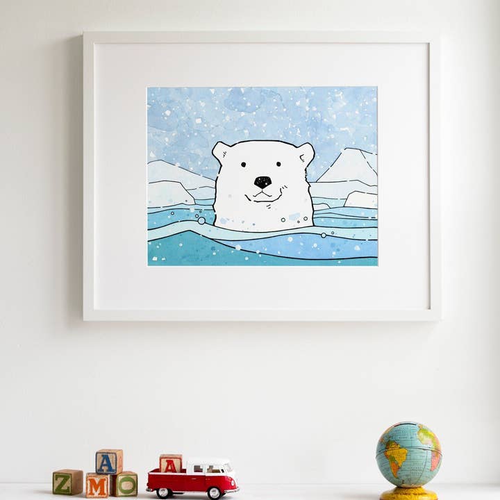 Studio Tuesday - Vendita all'ingrosso Stampa artistica - Bambini e neonati - Stampa vivaio con orso polare, arte animale artico, arte da parete per bambini