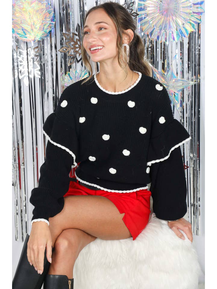 Vine & Love - Wholesale Knit Sweater - Women's - Charming Snowy Accents Festive Knitted Sweater VT8298614