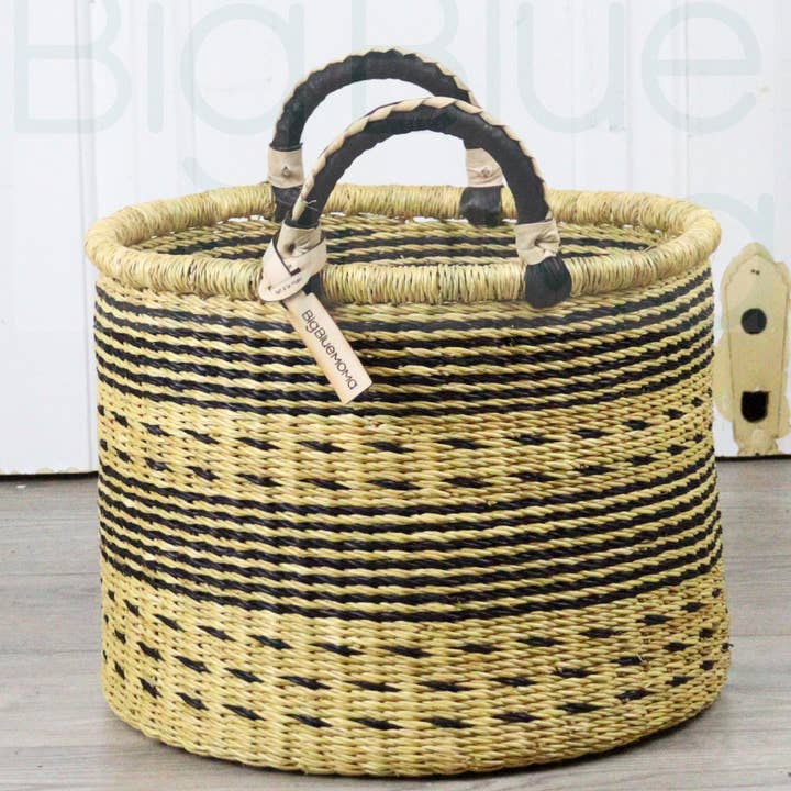 Big Blue Moma - Wholesale Laundry Basket - Short Laundry Basket - Stripes & Dashes